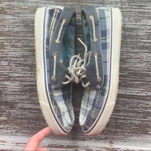 Sperry Top-Sider 2 Eye Boat Blue Plaid Loafers
